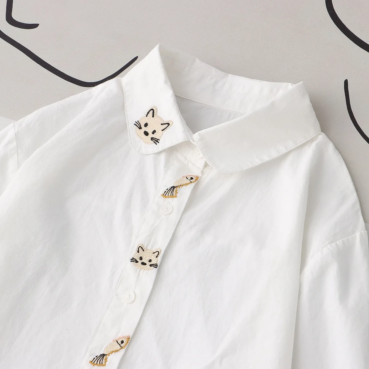 Новые осенние хлопковые белые рубашки женские топы с вышитым воротником