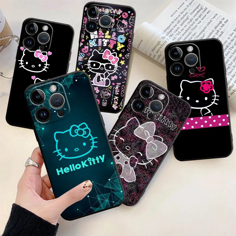 

Soft Phone Case For iPhone 14 13 12 11 Pro Max 6 6S 7 8 Plus X XS XR 12 13 Mini Shell Hello Kitty Multiple Colors Black Style