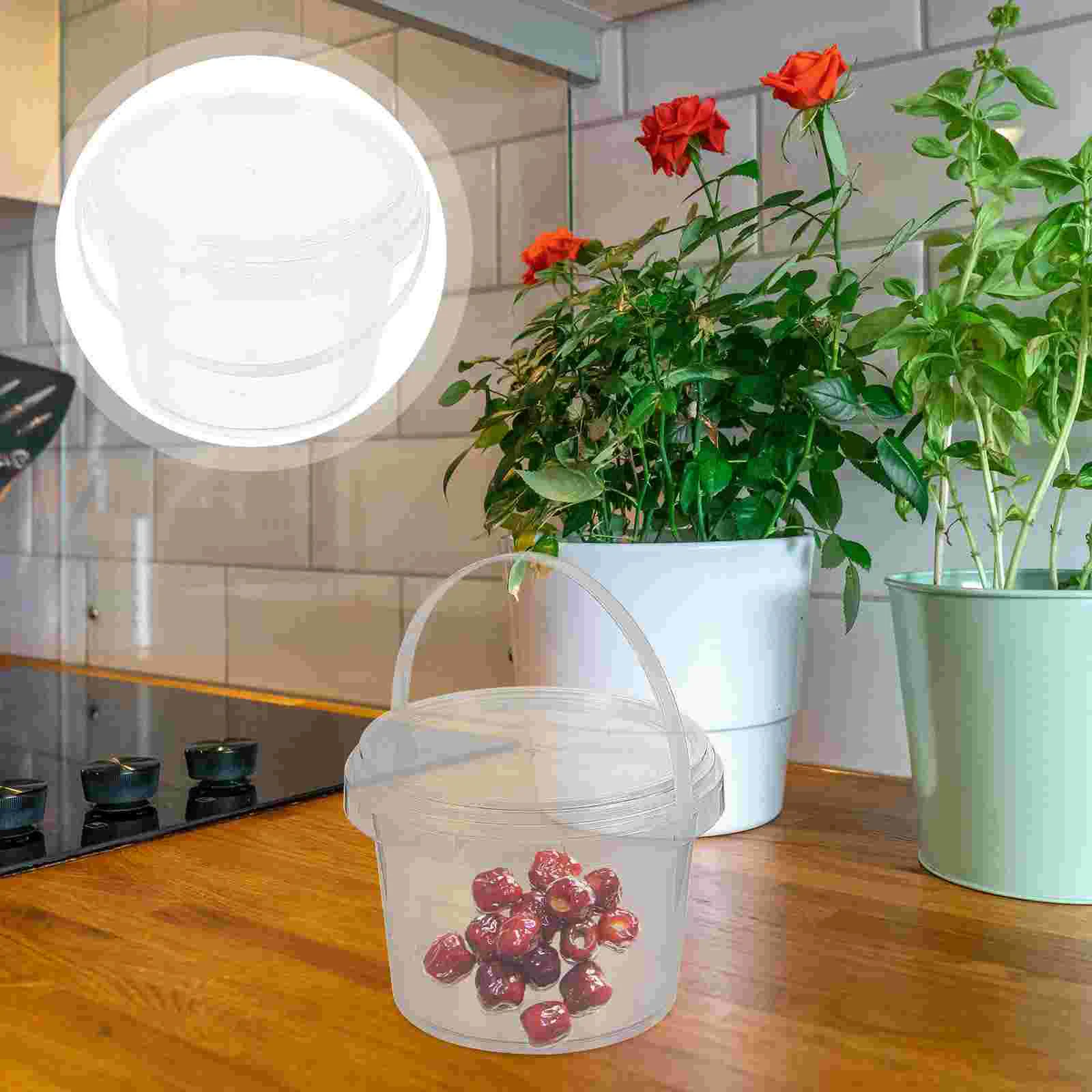 

10 Pcs Transparent Small Barrel Kitchen Supply Portable Bath Toys Storage Buckets Plastic Food Top Fridge Sealed Tool Sealing