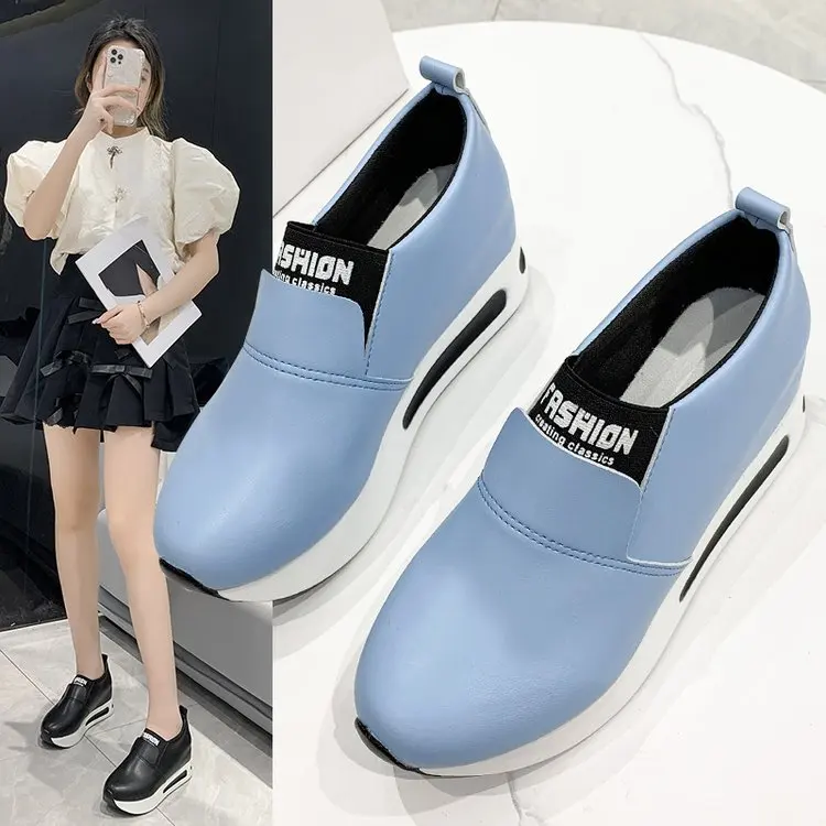 

Sneakers Women Solid Flat Platform Shallow Stretch Spring Autumn Wedges Shoes For Women zapatos