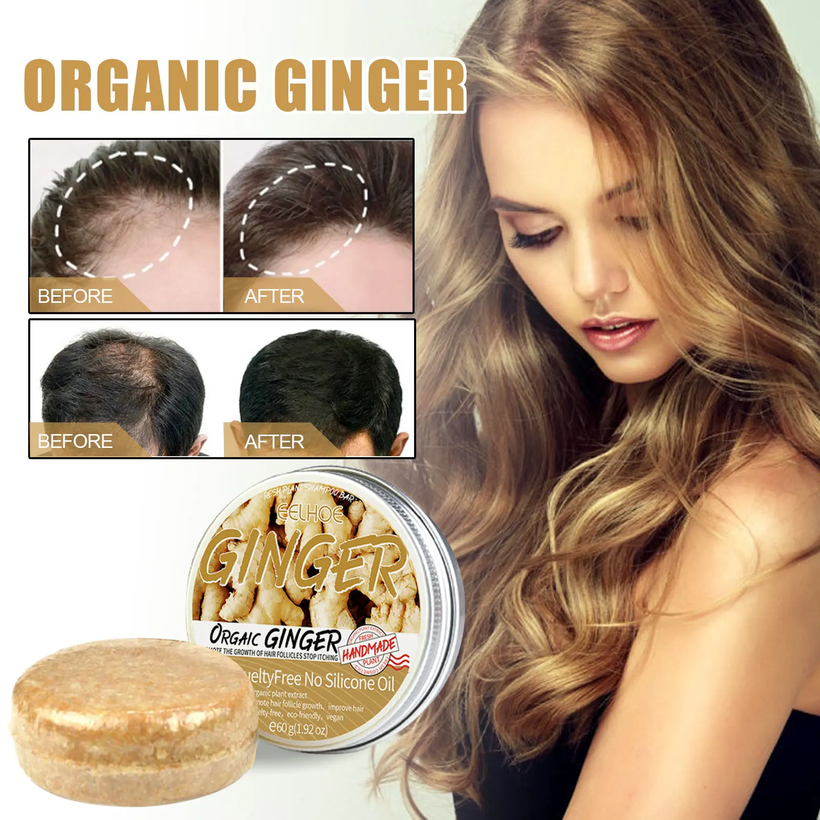 Ginger Soap Hair Growth Products Dandruff Shampoo Solid Soap Anti-hair Loss Relieve Itching Scalp Treatment Nourishing Hair Care