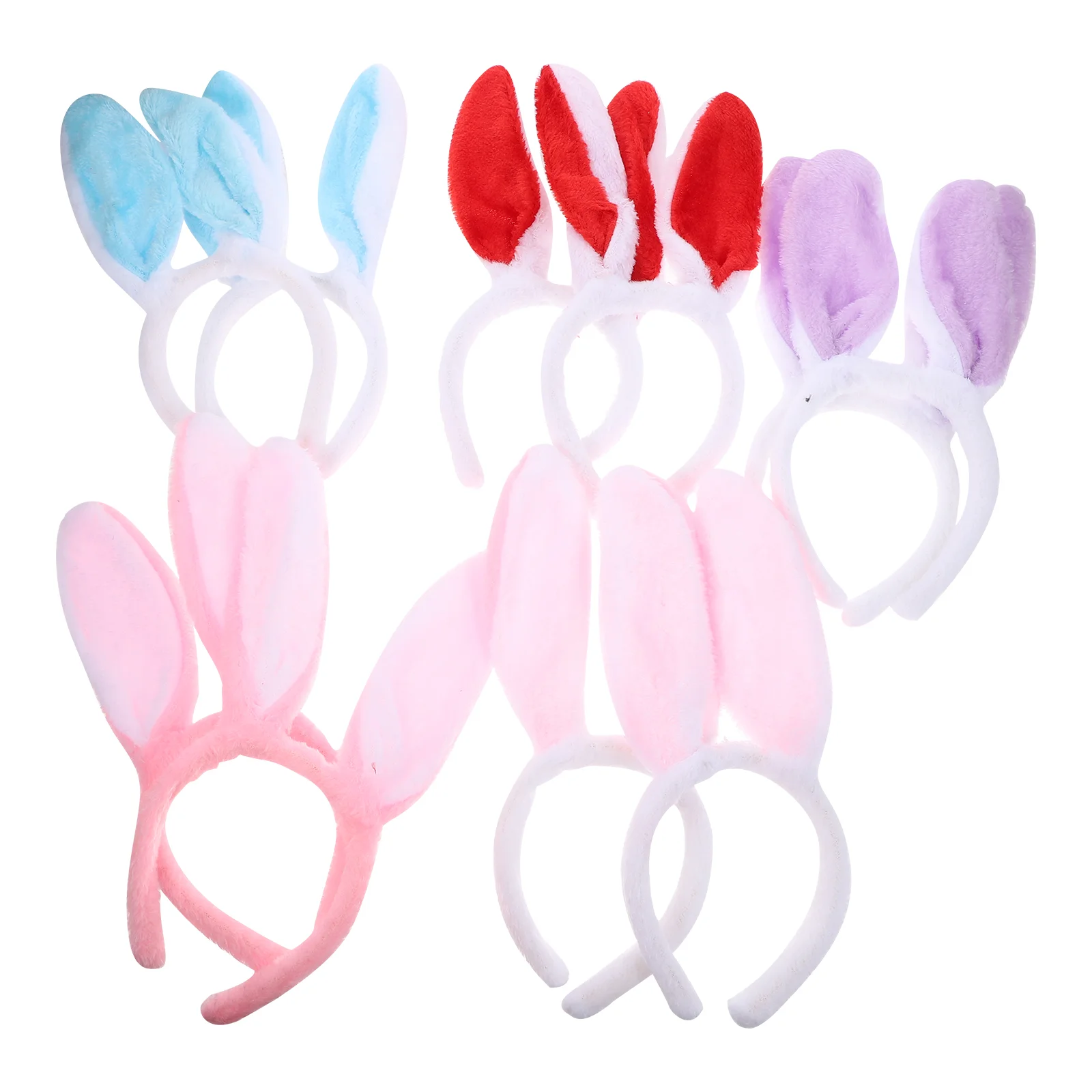 10pcs Headband Plush Rabbit Ears Headband Lovely Cartoon Rabbit Hair Band Hair Decorations Supplies for Wedding Evening Party