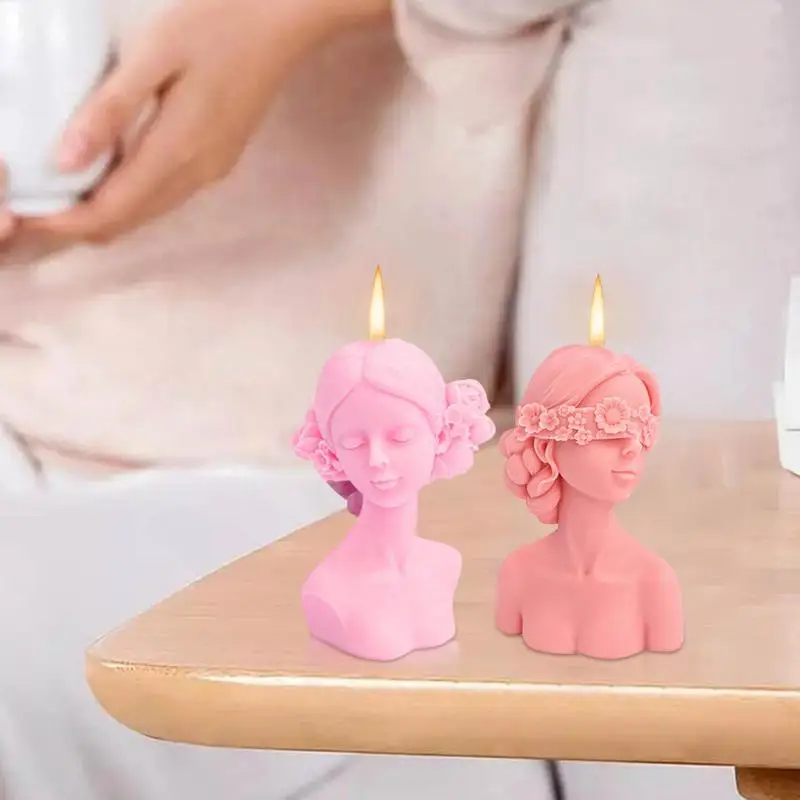 

Blindfolded Girl Silicone Candle Mold DIY 3D Close Eye Girl Silicone Candle Mold Aromatherapy Soap Resin Mold Gifts Home Decor