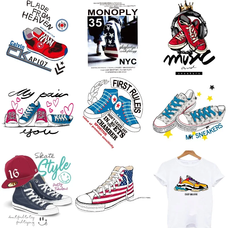 

Music Sneakers USA Flag Shoes Patches on Clothes Iron-on Transfers for Clothing Thermoadhesive Patches Thermal Stickers Patch