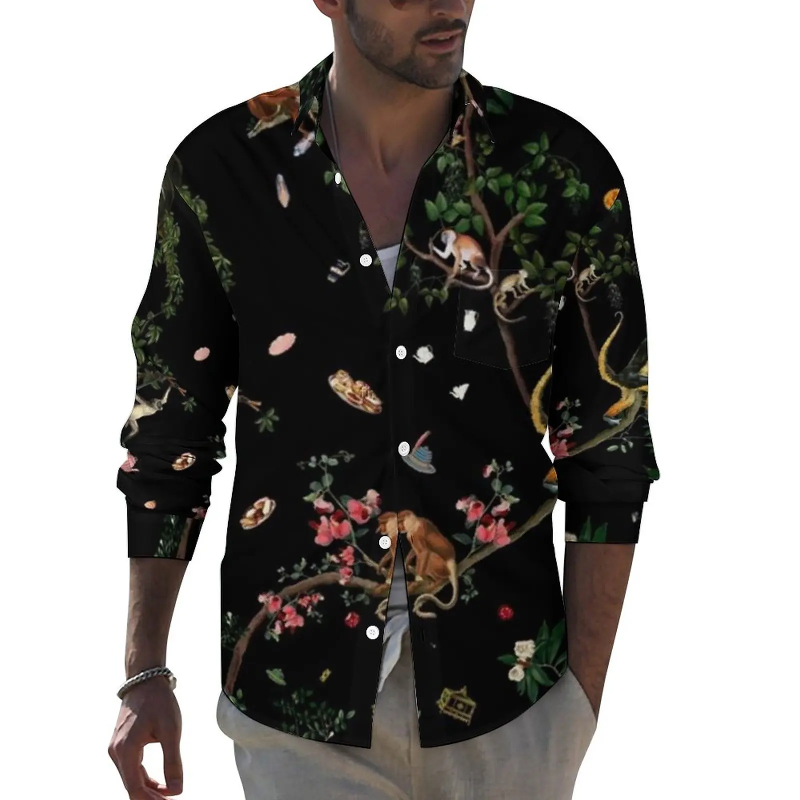 

Рубашка мужская повседневная с длинным рукавом, батальных размеров