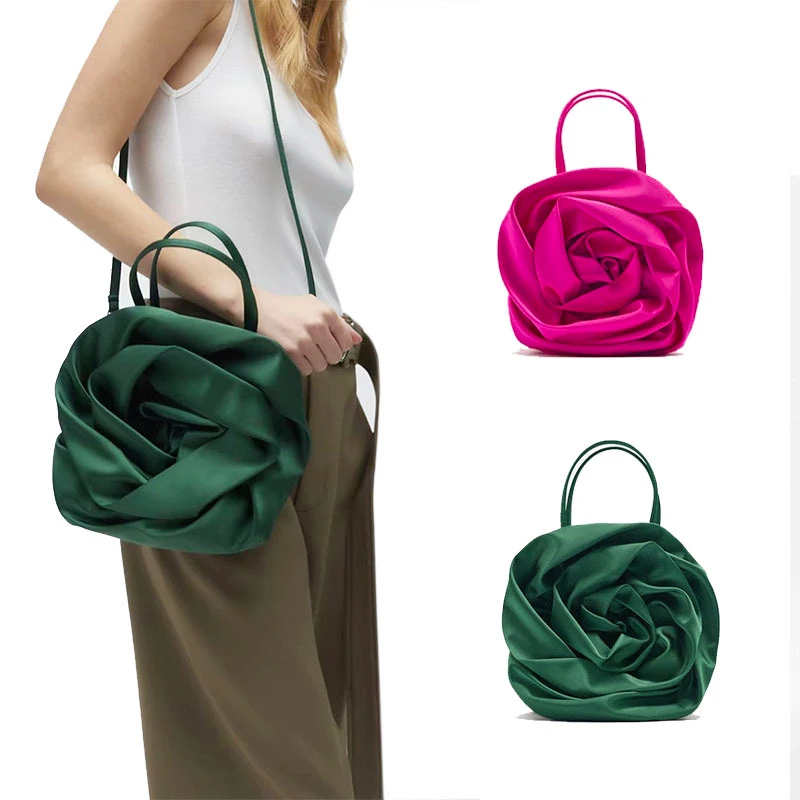

Роскошные сумочки в виде роз, Модная шелковая сумка на плечо, дизайнерские сумки с цветами, модные брендовые сумки через плечо для женщин, кл...