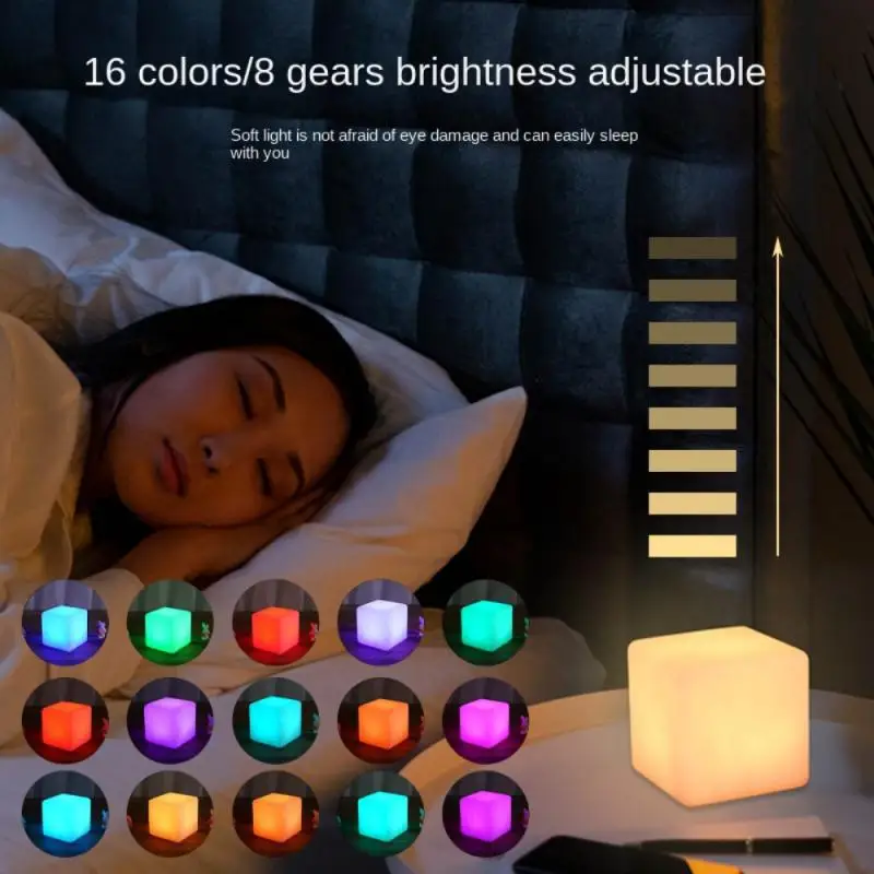 

Usb Backlight Closet Cabinet Light Mini Colorful Festival Toy Water Cube Lamp Luminous Toilet Wall Lights Lamps Led Square Lamp