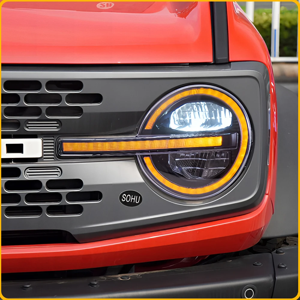 Фото Светодиодные фары дневного света (DRL) в сборе для Ford Bronco U725 2021-2024, с проекционными линзами, система Plug and Play, автомобильные аксессуары. №3