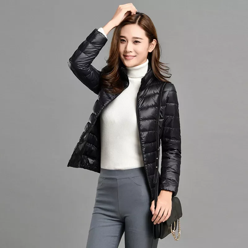 jackets 90% Ultra Light Portable Down Coats Stand Collar Slim Plus Size Women White Duck Down Jackets Female Portable Outwear