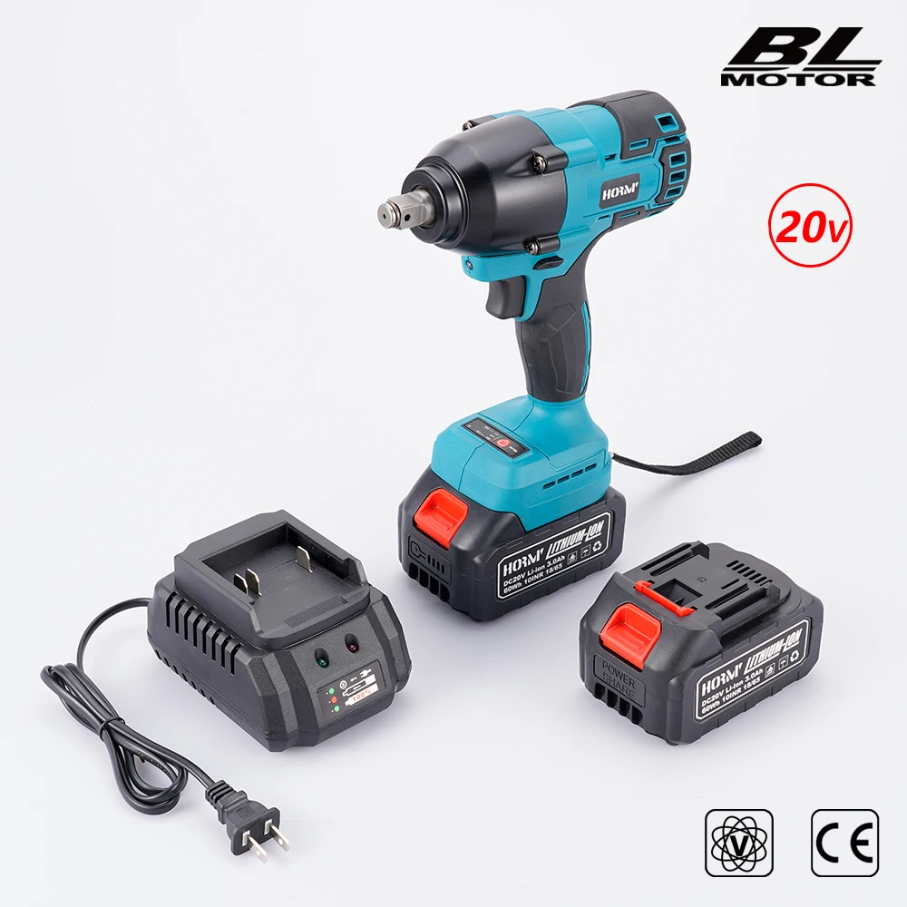 20V Brushless Cordless Electric Impact Wrench 320Nm Rechargeable 1/2 Wrench For Makita 18V Battery+Wrench Socket+3000mAh Battery