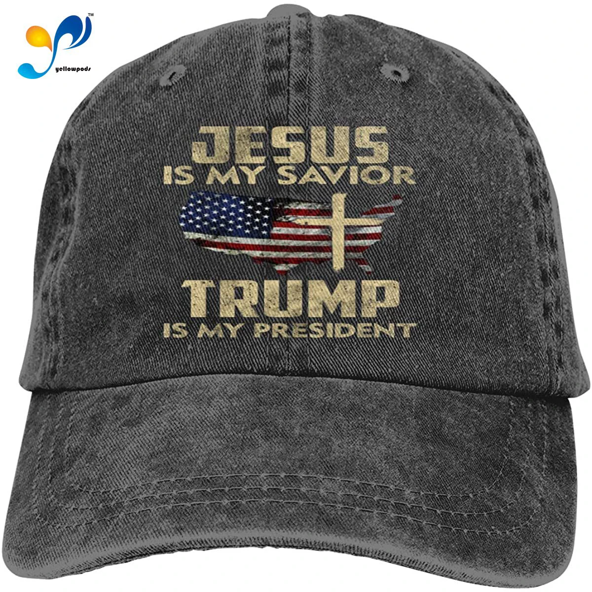

Vintage American Flag Jesus Is My Savior Trump Is My President Unisex Adult Denim Hats Cowboy Hat Dad Hat Driver Cap