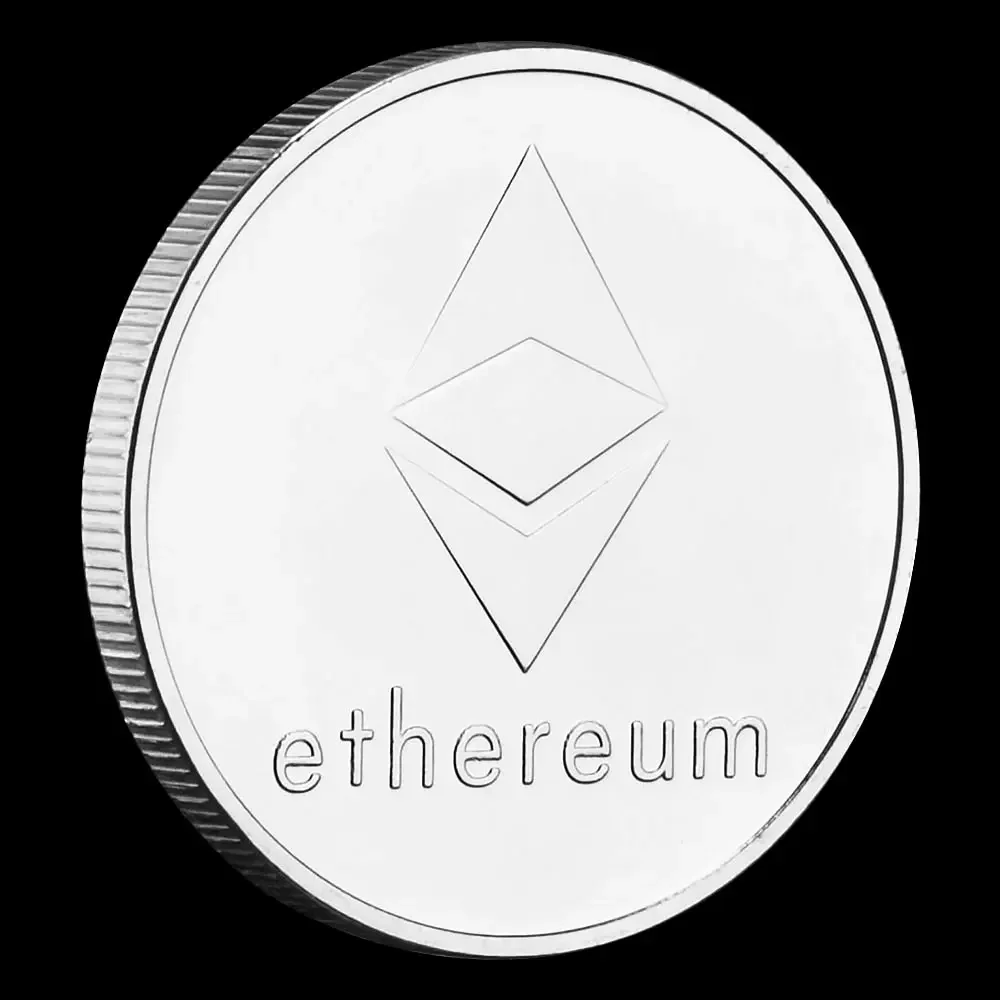 Посеребренная ETH узорная Эфиум Биткойн с тиснением Стерео Цифровая валютная