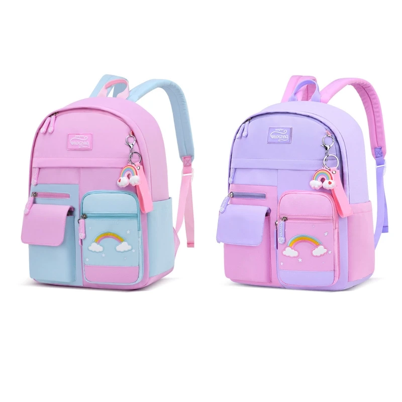 

63HC Multi Pockets Backpack Cartoon Anti-theft School Bookbag for Girls Kids Children