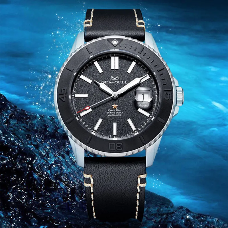 Top Brand Luxury Seagull Automatic Wristwatch Men Diving Sports Waterproof 300M Mechanical Watches Sapphire Luminous Ceramic GMT