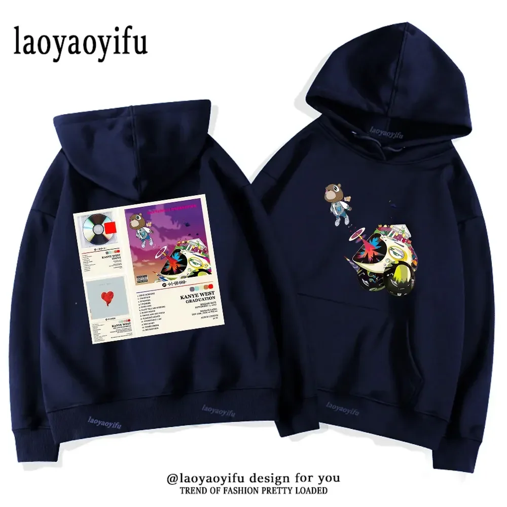 Ретро-худи Kanye West College в стиле 90-х свитшот с длинным рукавом Корейская версия
