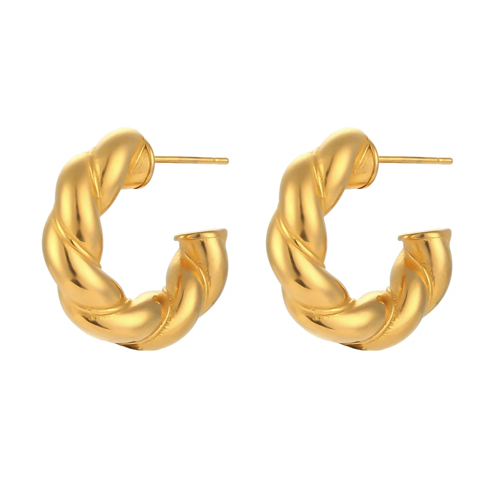

2022 Classic 18K Gold Plated Twist CC Shape Earrings for Women Girl Jewelry Waterproof Hypoallergenic Stainless Steel Earrings