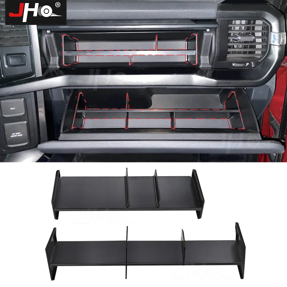 

JHO Car Interior Partition Plate Bracket Divider Board Copilot Storage Box Organizer for Ford F150 2021 2022 Auto Accessories