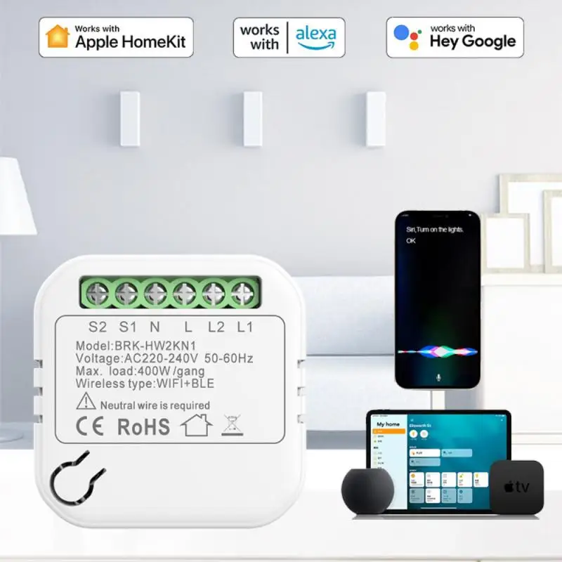 

WiFi Mini DIY Smart Switch 2-way Double Switch Mini Smart Breaker Wireless Control Relay Voice Control Work With Alexa Google