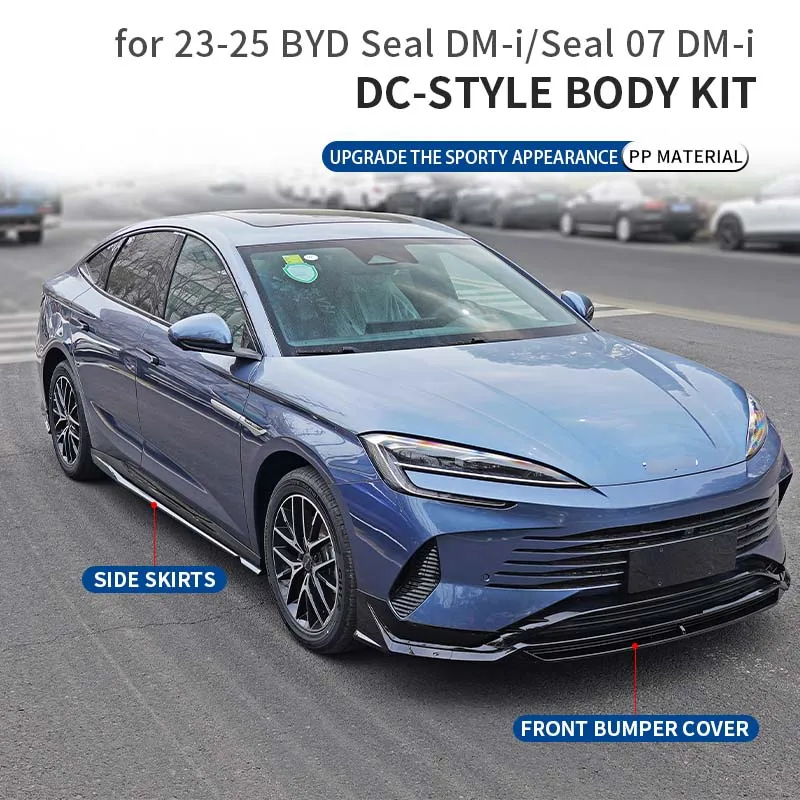Фото Комплект кузова Axinda New Style для BYD Seal 07 DMI 2022-передний бампер, задний диффузор, глянцевый черный полипропиленовый материал, боковые юбки для №2