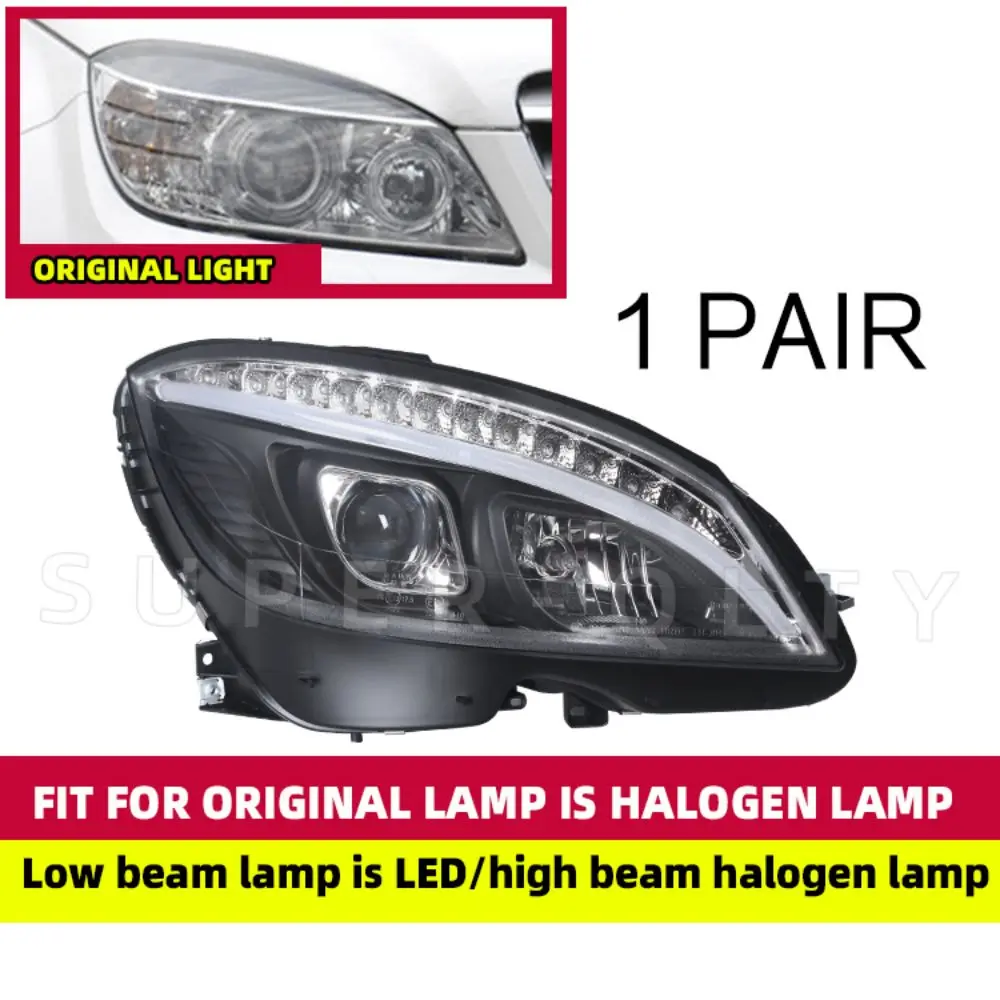 

Передние фары для Benz W204 2007-2010, передняя фара C300 C260 C200, фары 2 шт., дневные ходовые огни, Hid, биксенон, Стайлинг автомобиля