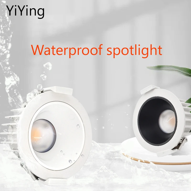 YiYing Led Waterproof Spotlight Round Recessed Downlight 7W 10W 12W 15W COB Anti Glare Spots Foco For Bathroom Kitchen Toile