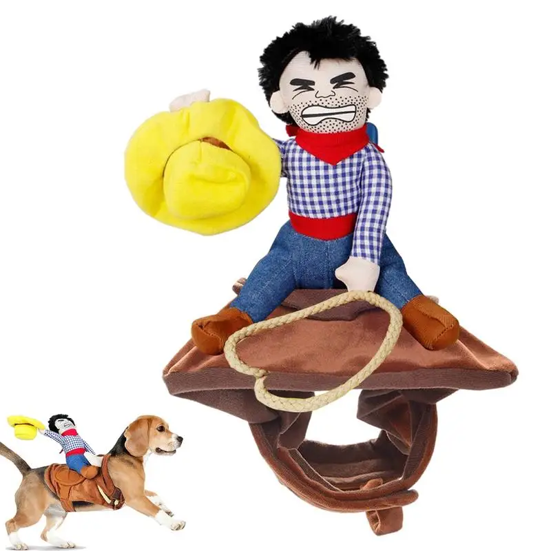 Dog Riding Costume Polyester Fiber Dog Cowboy Rider Costume With Fasteners Dog Outfit Saddle-Shaped Dress Design Gift For