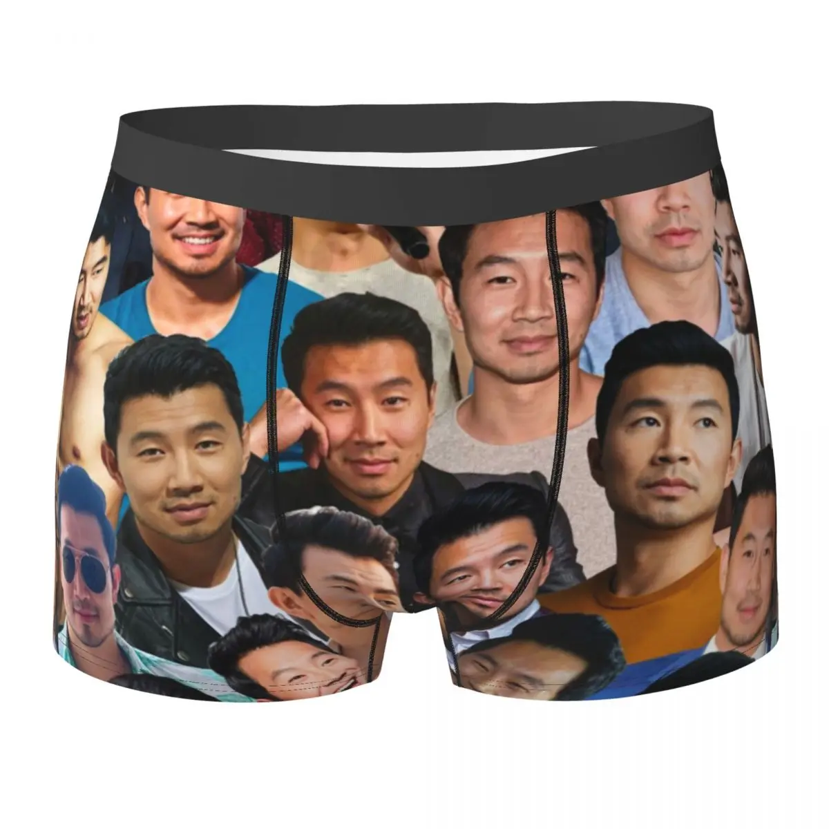 

Sexy Boxer Simu Liu Photo Collage Shorts Panties Briefs Man Underwear Mid Waist Underpants for Homme S-XXL