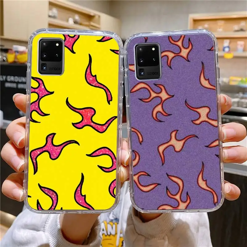 

Trend Flame Pattern Fashion Phone Case For Samsung Galaxy S10 S10e S8 S9 Plus S7 A70 Edge Note10 Transparent Cove