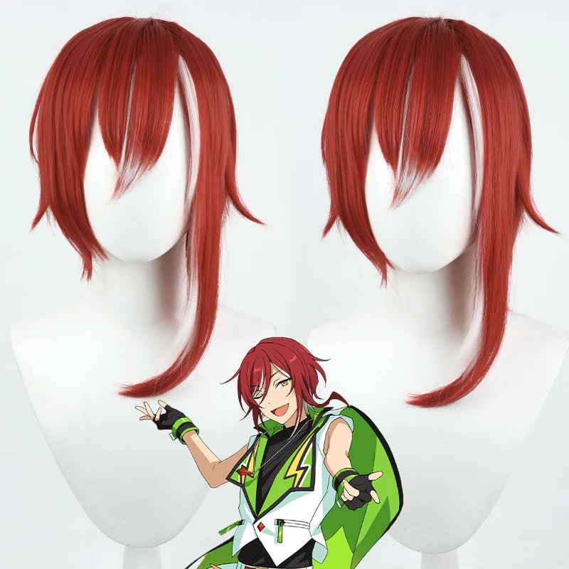 

ES Sakasaki Natsume Cosplay Wig Ensemble Stars Cosplay Red White Ombre Cosplay Anime Wig Heat Resistant Wig Halloween + Wig Cap