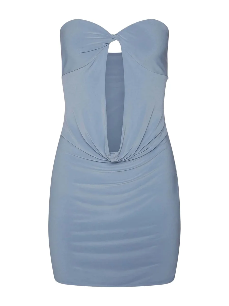 

Женский комплект из 2 предметов, короткий Топ без бретелек с открытыми плечами и мини-юбка с высокой талией, летние костюмы Y2k