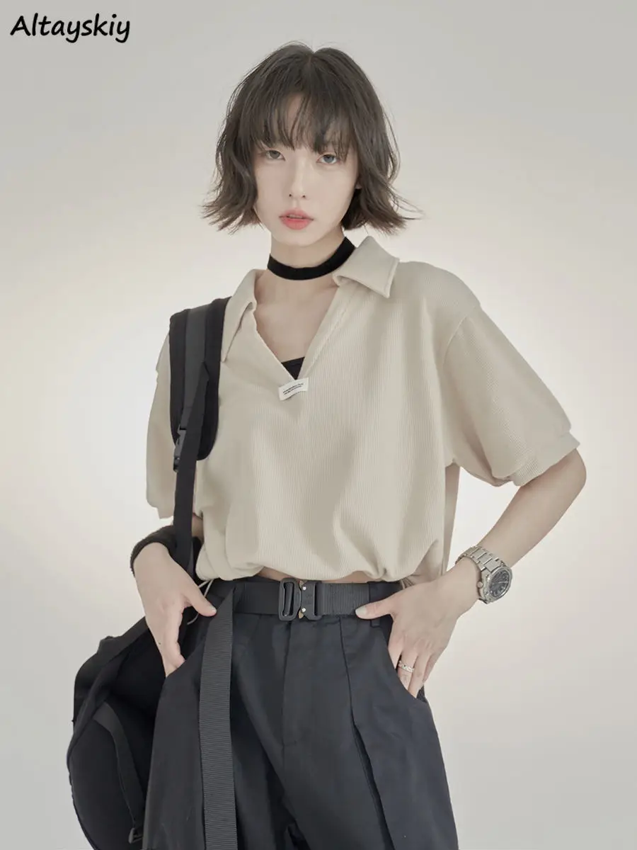 

Укороченный Топ женский, летний, спортивный, с коротким рукавом, свободного покроя, в Корейском стиле