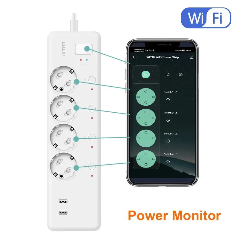 

Умная розетка LELLKI Wi-Fi 220В
