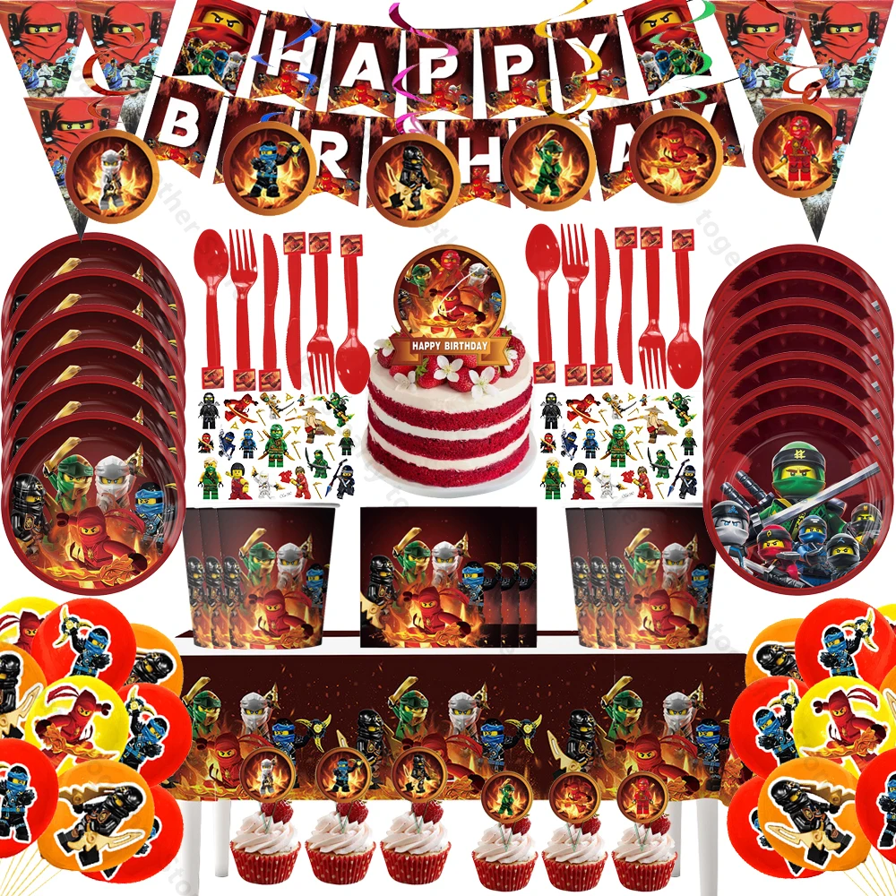

Party Decoration Ninjagoede Cartoon Tableware Supplies Ninja Theme Boy Girl Fans Anniversary Celebration Dinner DIY Gift Ballon