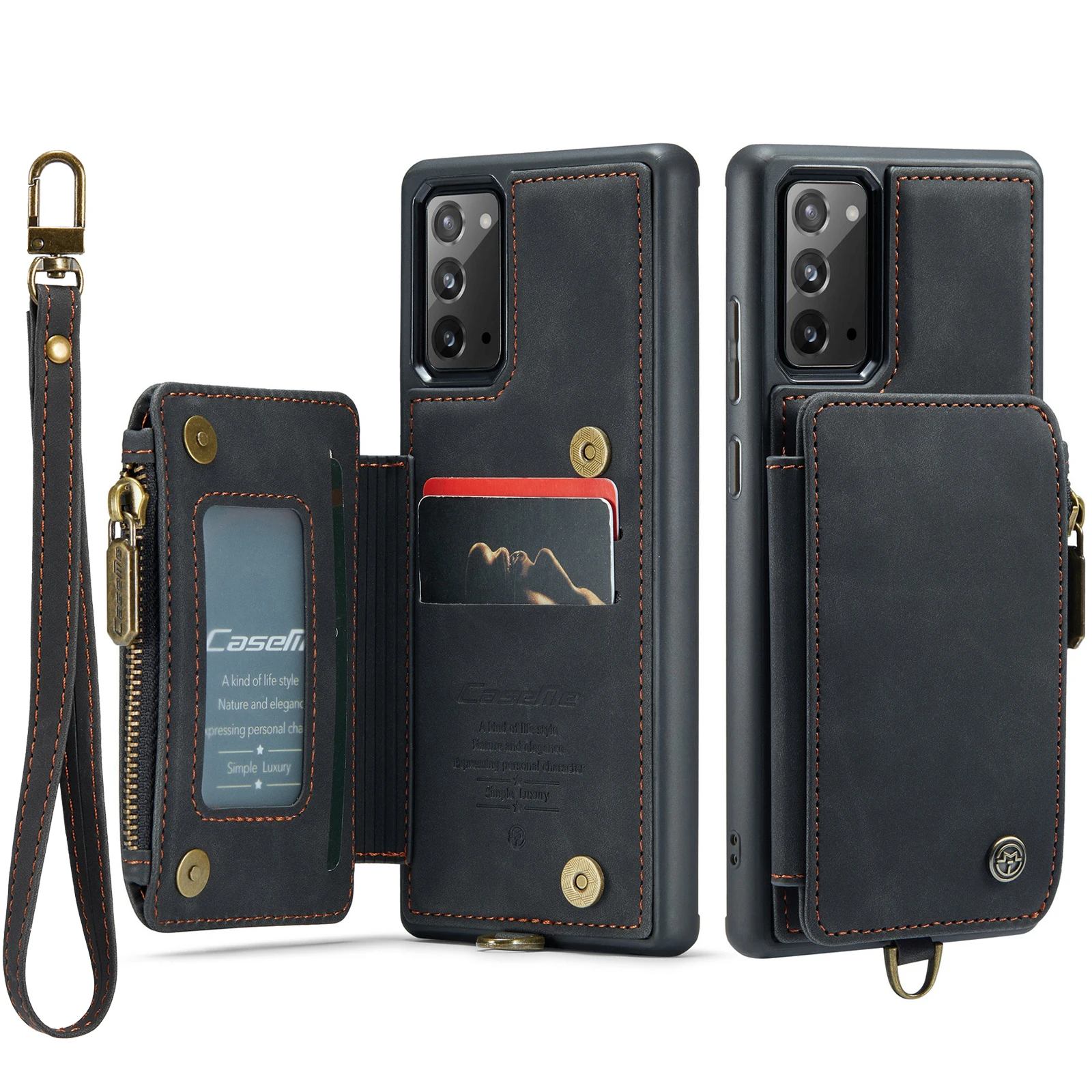 Wallet Phone Case For Samsung Galaxy S20 S21 FE S22 Plus Note 20 Ultra A52s A53 A33 5G Zipper Card Holder Strap Leather Cover