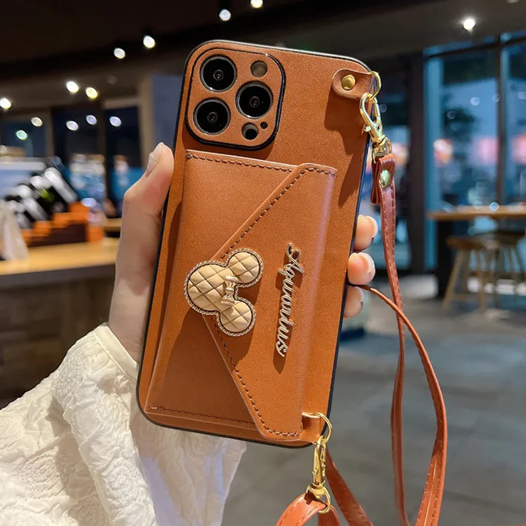 Bandai Disney cartoon Mickey Mouse doll for iphone 11 12 13Pro max phone case X XR Xsmax 7 8Plus leather case with lanyard case