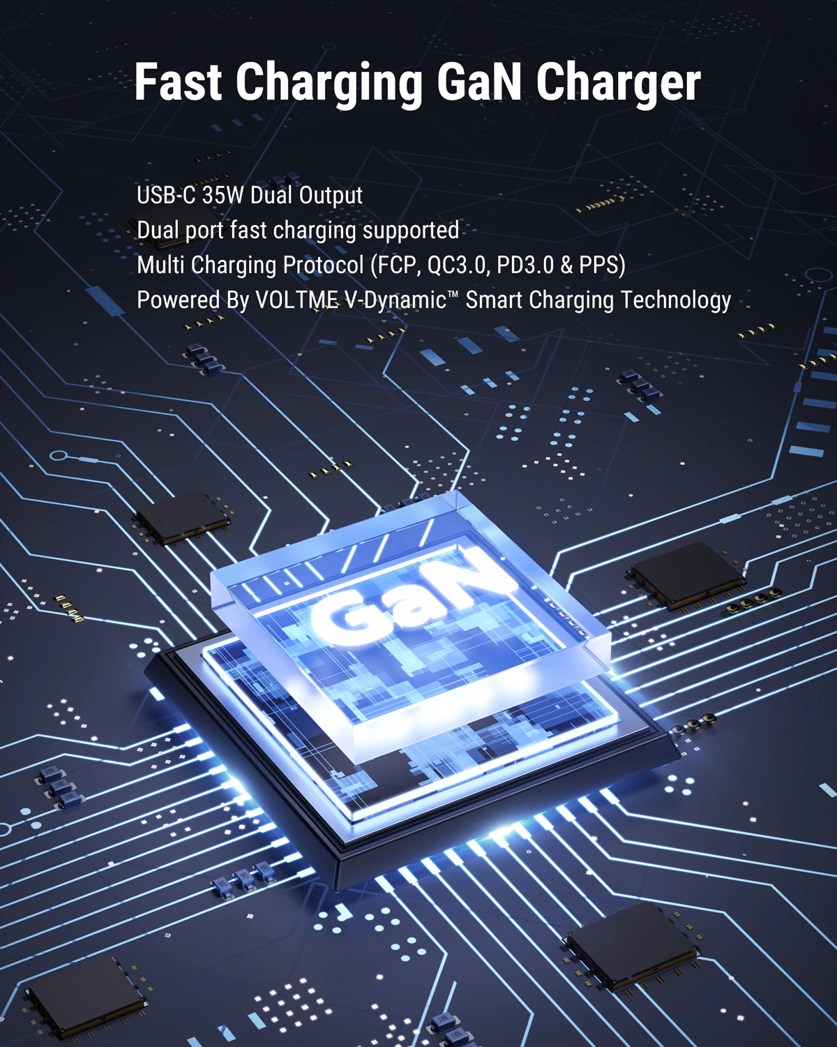 VOLTME 35W GaN USB C Charger Quick Charge 4.0 3.0 PD USB-C Charger For Macbook Air 15