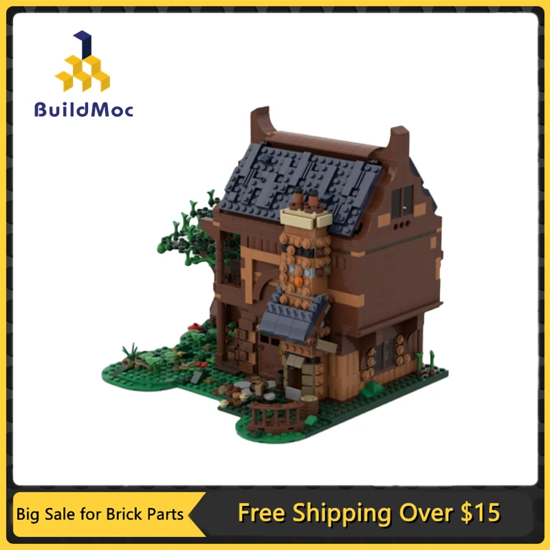 

MOC Medieval Blacksmith Tree House Building Block Kit Village Farm Town Windmill Brick Model Toys Kids Birthdays Gift Brain Game