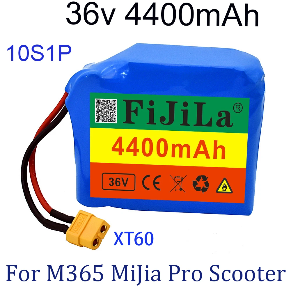 

For M365 Mijia Pro Scooter 36V 4.4Ah 10S1P 18650 Lithium ion Battery Pack Extended Range Charge And Discharge XT60 Plug+15A BMS