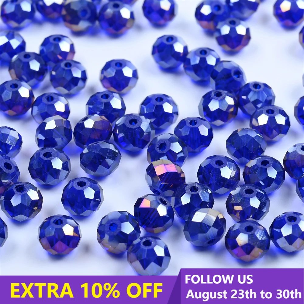 

50pcs/Lot 4*6mm Blue Colors Round Rondelle Austria faceted Crystal Glass Beads Loose Spacer Round Beads for Jewelry Making