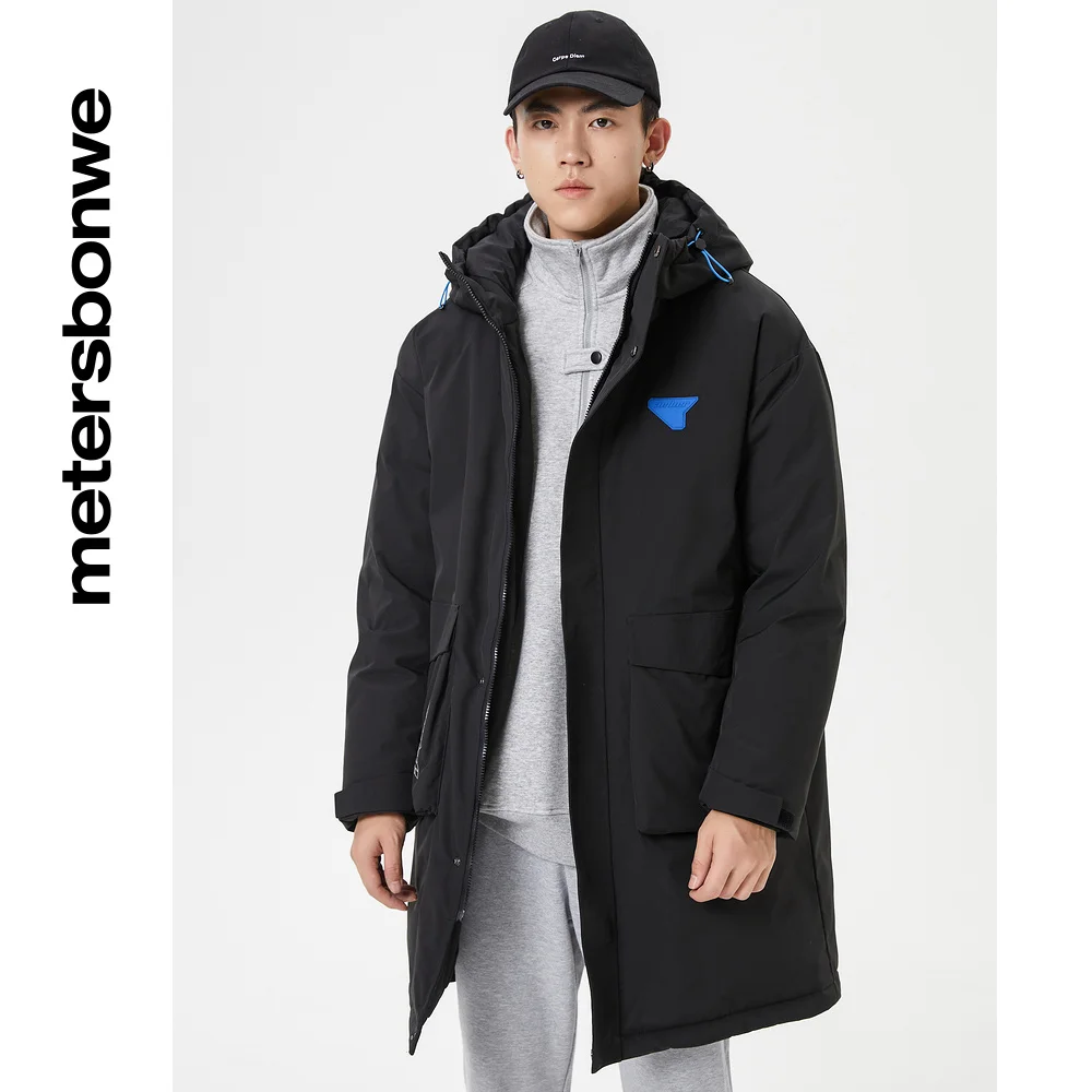 Metersbonwe Long Down Jacket Men Winter 80% Gray Duck Down Hooded Men Anti-snow Winter Down Coat Brand Loose Outerwear Warm Coat