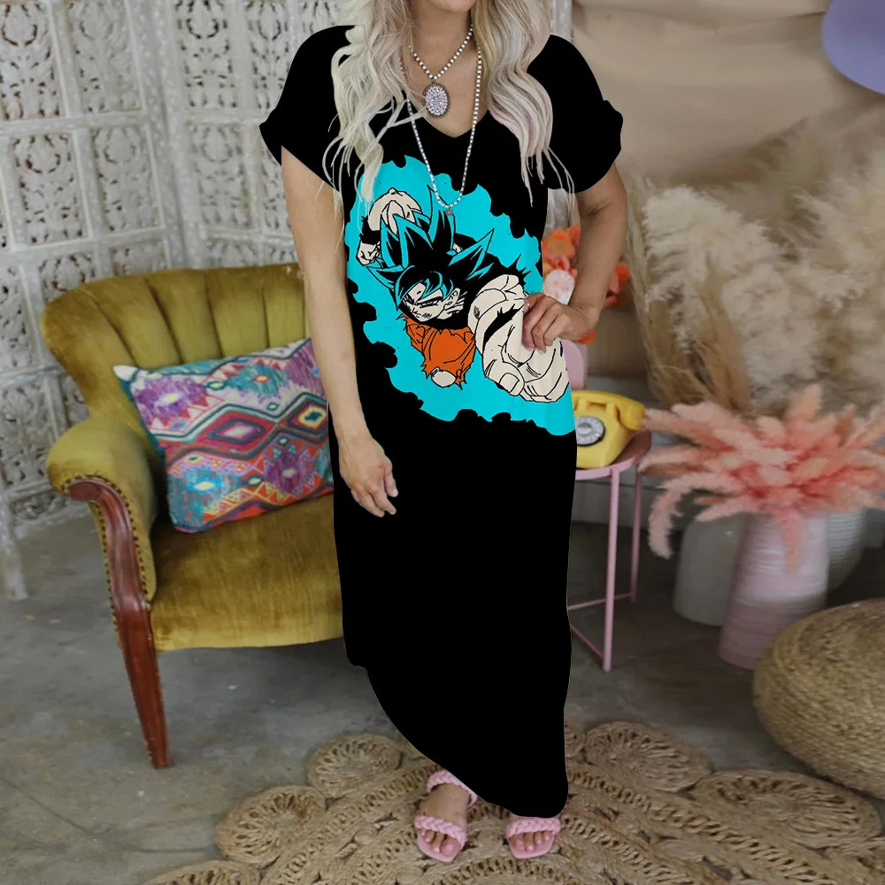 

Vegeta Evening Dresses Dragon Ball Z Robe Zevity Goku Long Dress Split Skirt Fashion Summer Women 2023 Party Elegant Maxi Goku Z