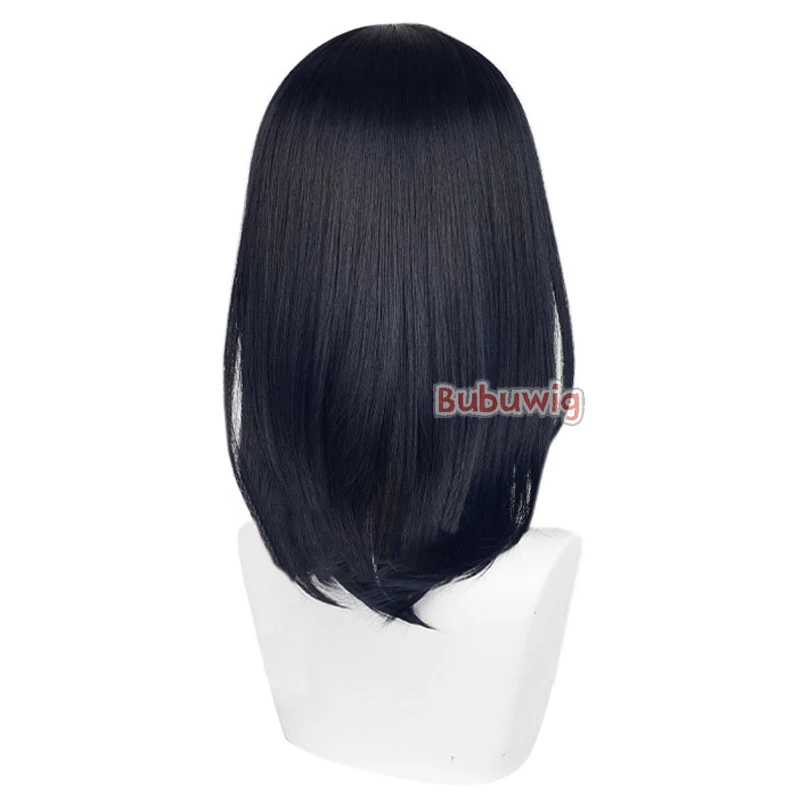 ond peruki do cosplay Bubuwig Synthetic Hair Shimizu kiyoko Haikyu!! 46cm długa prosta czarna niebieska peruka żaroodporna