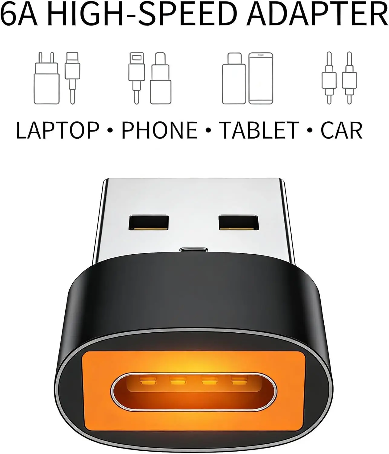 Фото Высокоскоростной USB 3.0 OTG-конвертер Type-C в USB-A, адаптер для зарядки 10A, аксессуар для MacBook, iPad, Huawei, Xiaomi, ноутбуков и телефонов №3