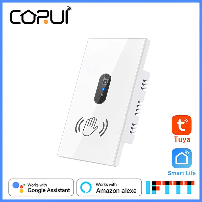 

CoRui US Infrare Wall Smart Light Switch IR Sensor No Need Touch 110V 220V 10A Electrical Power On Off Lamp Glass Screen Panel