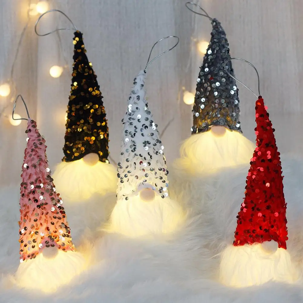 S Shiny Fine Workmanship Grow On The Dark Decorative Fabric Cute Santa Faceless Gnome Doll Pendant For Part
