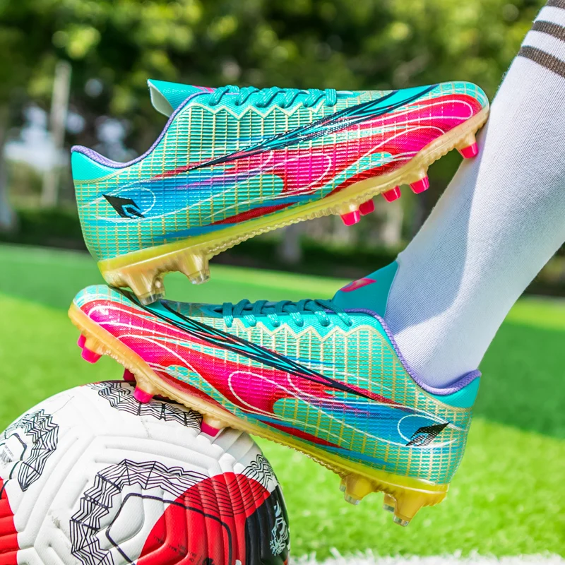 Outdoor Adult Professional Men Soccer Shoes Long Spikes TF/FG High Ankle Kids Football Boots Non-slip Training Match Sneakers