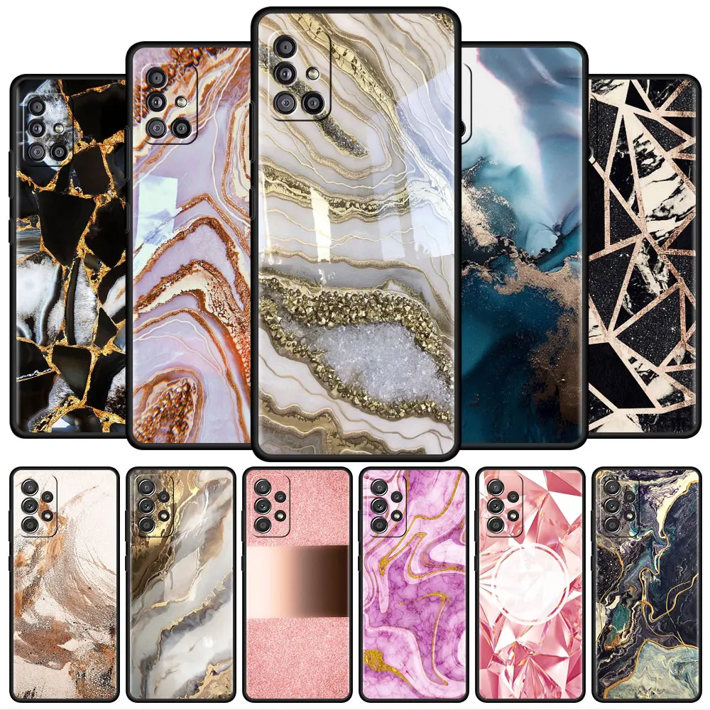 

Ornate Marble Painting Black Stylish Case for Samsung Galaxy A52 A12 A32 A51 A71 A21s A13 A72 A73 A50 A31 A02s A22 A70 Cover