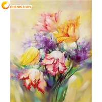 chenistory oil painting by numbers diy flower acrylic paint modern wall art picture by numbers unique gift for home decor crafts