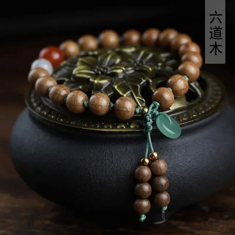 Старые материалы Шесть деревянных самодельных денег на анкган ручная цепочка 0 8