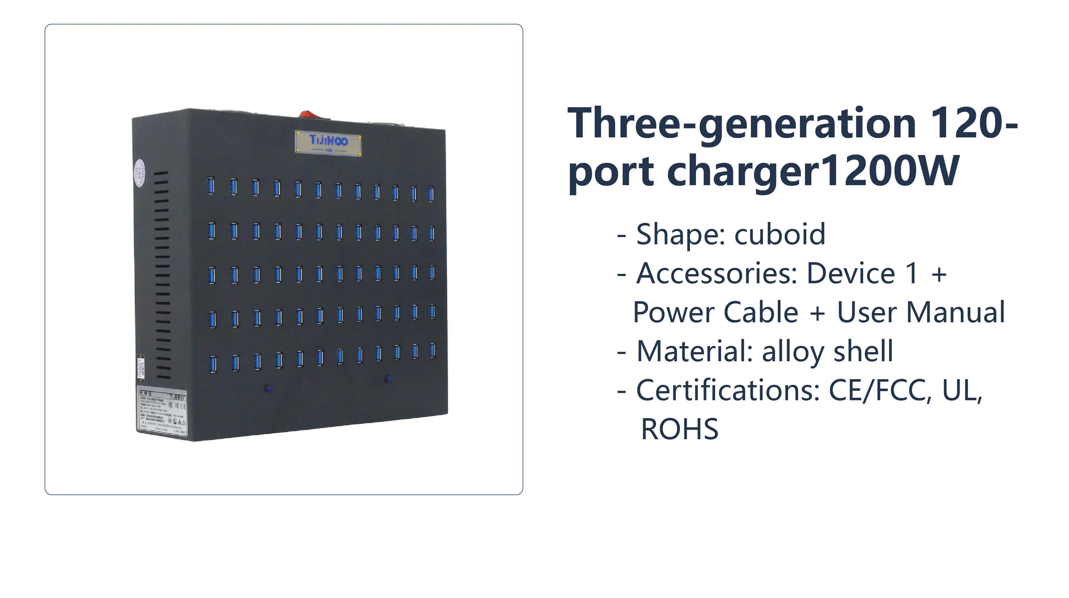 Фото USB-хаб UH40-2 с 40 портами, корпус из сплава, USB 2.4, OTG, выход USB 2.0, передача данных, зарядка, сертификаты CE, FCC, ROHS, для школ и больниц №1